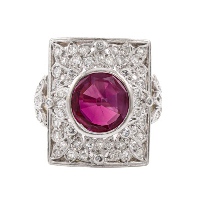 3.02ct Untreated Ruby & Diamond Ring GSL
