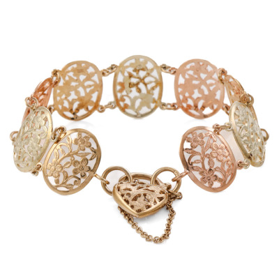 Tri-colour Gold Bracelet, 9ct Gold 23.9 Grams