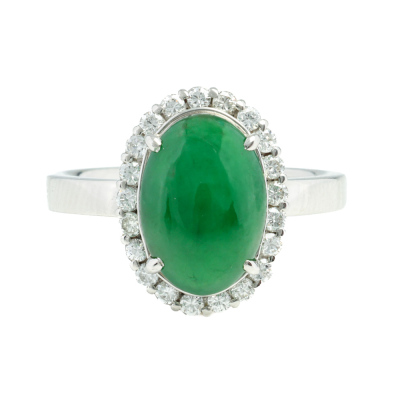 2.59ct Green Jade & Diamond Ring