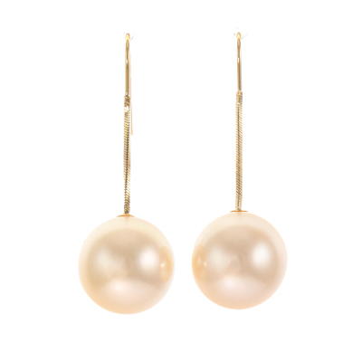 12.5mm Light Golden South Sea Pearl Earrings