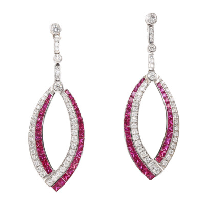 3.25ct Ruby & 1.05ct Diamond Earrings