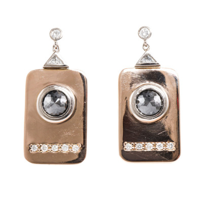 Black & White Diamond Earrings, 18ct 16.5g