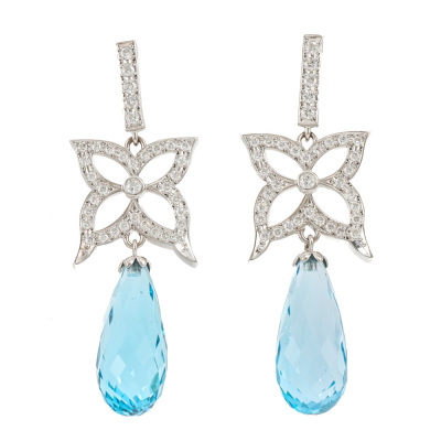 Topaz & 0.96ct Diamond Earrings