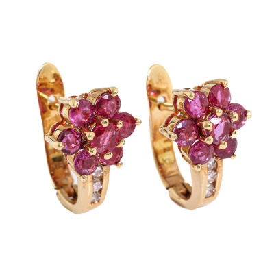 1.20ct Ruby & Diamond Earrings