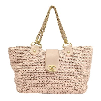 Chanel CC Straw Tote Bag
