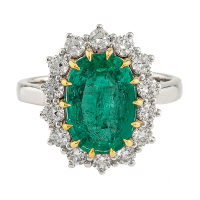 4.13ct Zambian Emerald & 1.02ct Diamond Ring GSL