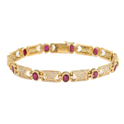 7.40ct Ruby & Diamond Bracelet 18ct Gold 17g
