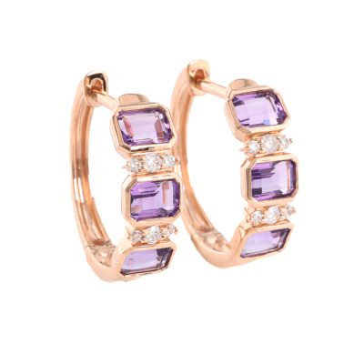 1.23ct Amethyst & Diamond Earrings
