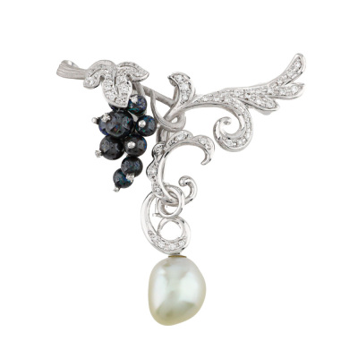 Pear, Opal and Diamond 18ct Gold Brooch