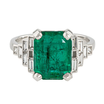 5.02ct Zambian Emerald & Diamond Ring GSL