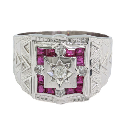 0.93ct Ruby & Diamond Mens Ring