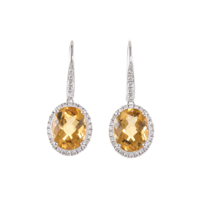 3.49ct Citrine and Diamond Earrings
