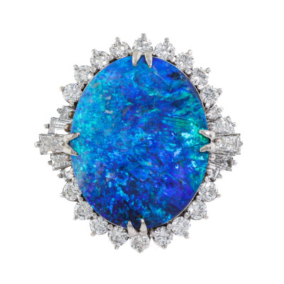 12.42ct Boulder Opal & 1.69ct Diamond Ring