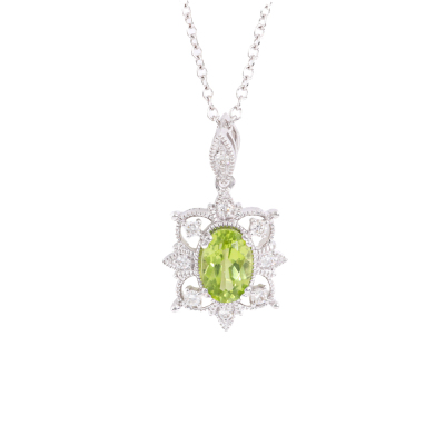 0.58ct Peridot & Diamond Pendant