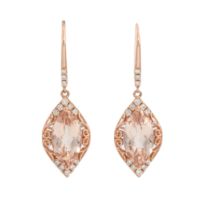 3.02ct Morganite and Diamond Earrings