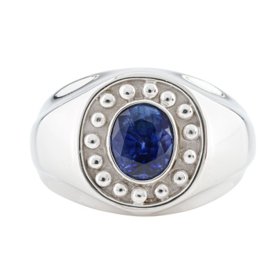 2.01ct Blue Sapphire Mens Ring