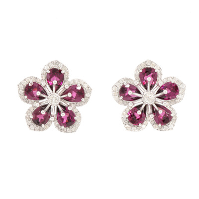 8.00ct Rhodonite Garnet & Diamond Earrings