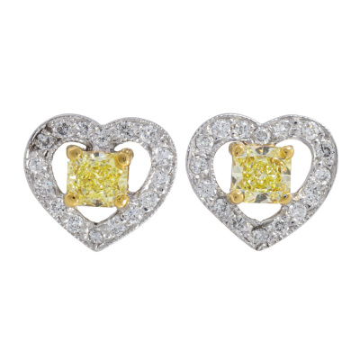 Graff Icon Heart Yellow Diamond Earrings