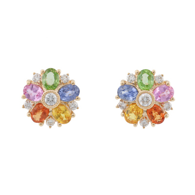 2.45ct Multicolour Sapphire & Diamond Earrings