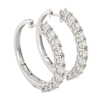 2.00ct Diamond Hoop Earrings