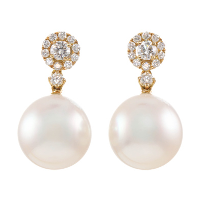 Paspaley 12mm South Sea Pearl & Diamond Earrings