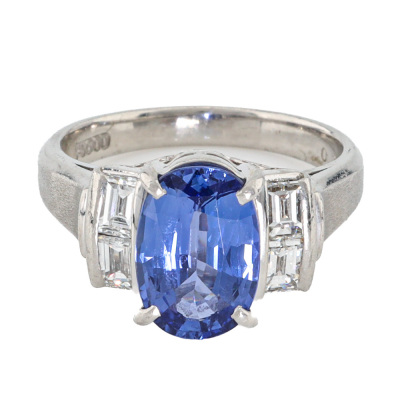 2.98ct Sapphire & Diamond Ring