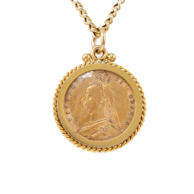 22ct Queen Victoria Coin Pendant 1887