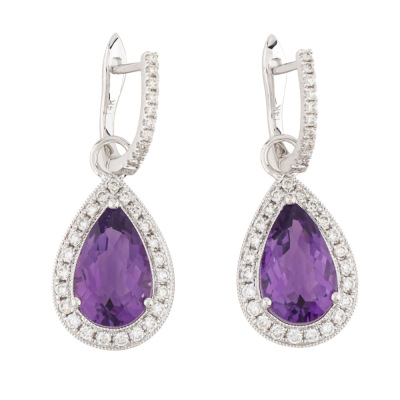 3.28ct Amethyst & Diamond Earrings