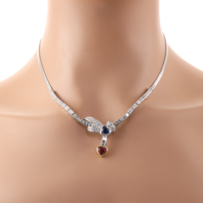 1.51ct Ruby, Sapphire & Diamond Necklace