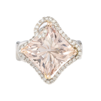 7.46ct Morganite & Diamond Ring 18ct Gold