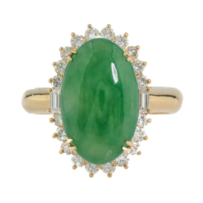 5.85ct Green Jadeite Jade & Diamond Ring