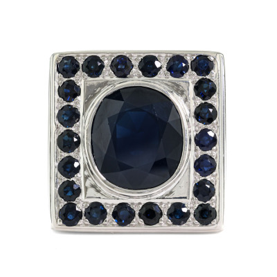 9.28ct Centre Sapphire Mens Ring 18ct Gold 30.6g