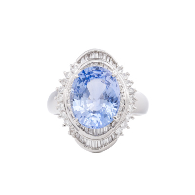 5.41ct Sri Lankan Sapphire & Diamond Ring