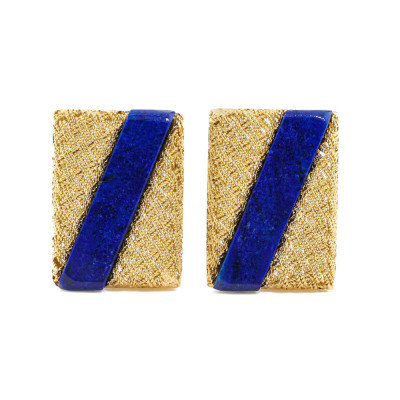 18ct Gold Lapis Lazuli Cufflinks 14.6g