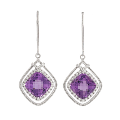 3.27ct Amethyst & Diamond Earrings