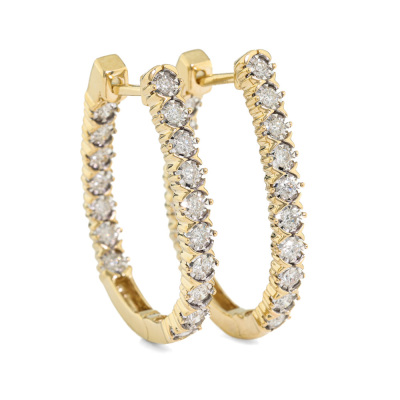 0.97ct Diamond Hoop Earrings