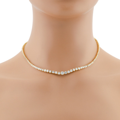 10.00ct Diamond Tennis 18ct Gold Necklace 19g