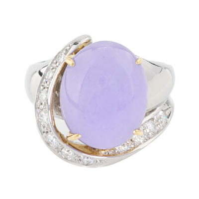 7.96ct Lavender Jade & Diamond Ring
