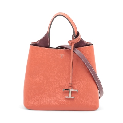 Tods T Mini Leather Handbag Orange