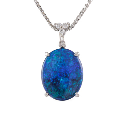 4.86ct Black Opal & Diamond Pendant Platinum