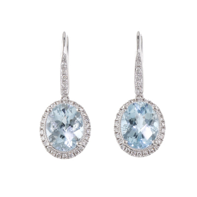 2.99ct Aquamarine & Diamond Earrings