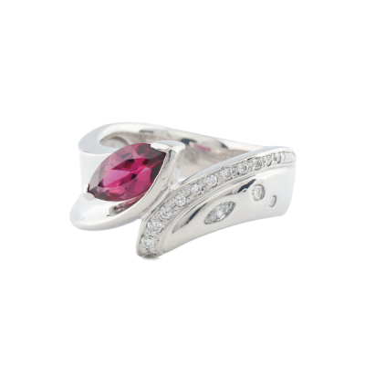 Marquise Tourmaline and Diamond Ring