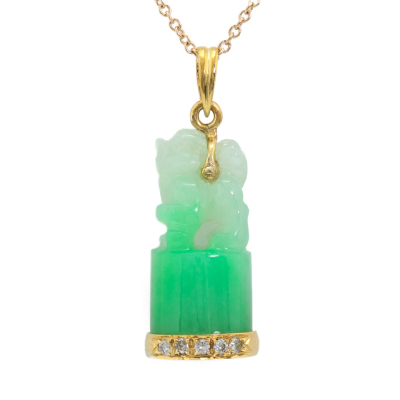 Green Jadeite Jade & Diamond Pendant