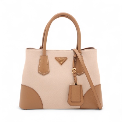 Prada Saffiano & Canvas Double Bag