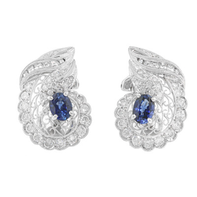 1.36ct Sapphire & Diamond Earrings