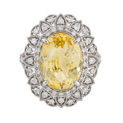 6.42ct Sri Lankan unheated Yellow Sapphire Ring GIA