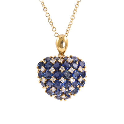 3.52ct Sapphire and Diamond Pendant