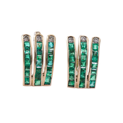 1.00ct Emerald & Diamond Earrings
