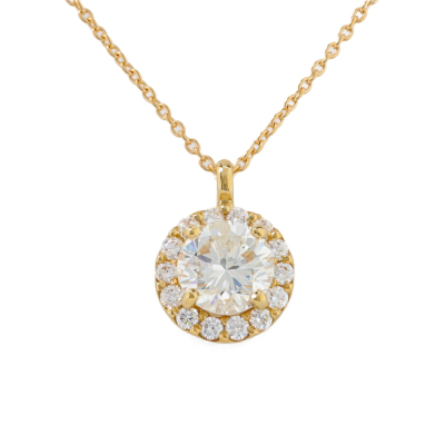 1.19ct Centre Round Diamond Halo Pendant