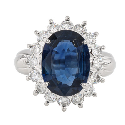 4.97ct Sapphire & 1.10ct Diamond Ring